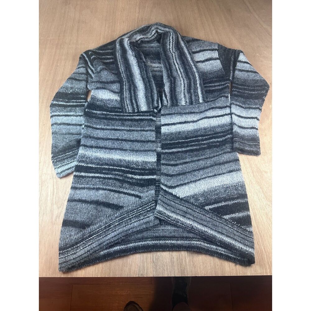 Tart Gray Ombre Long Cardigan Sweater Women’s L Open Front Cozy Knit
